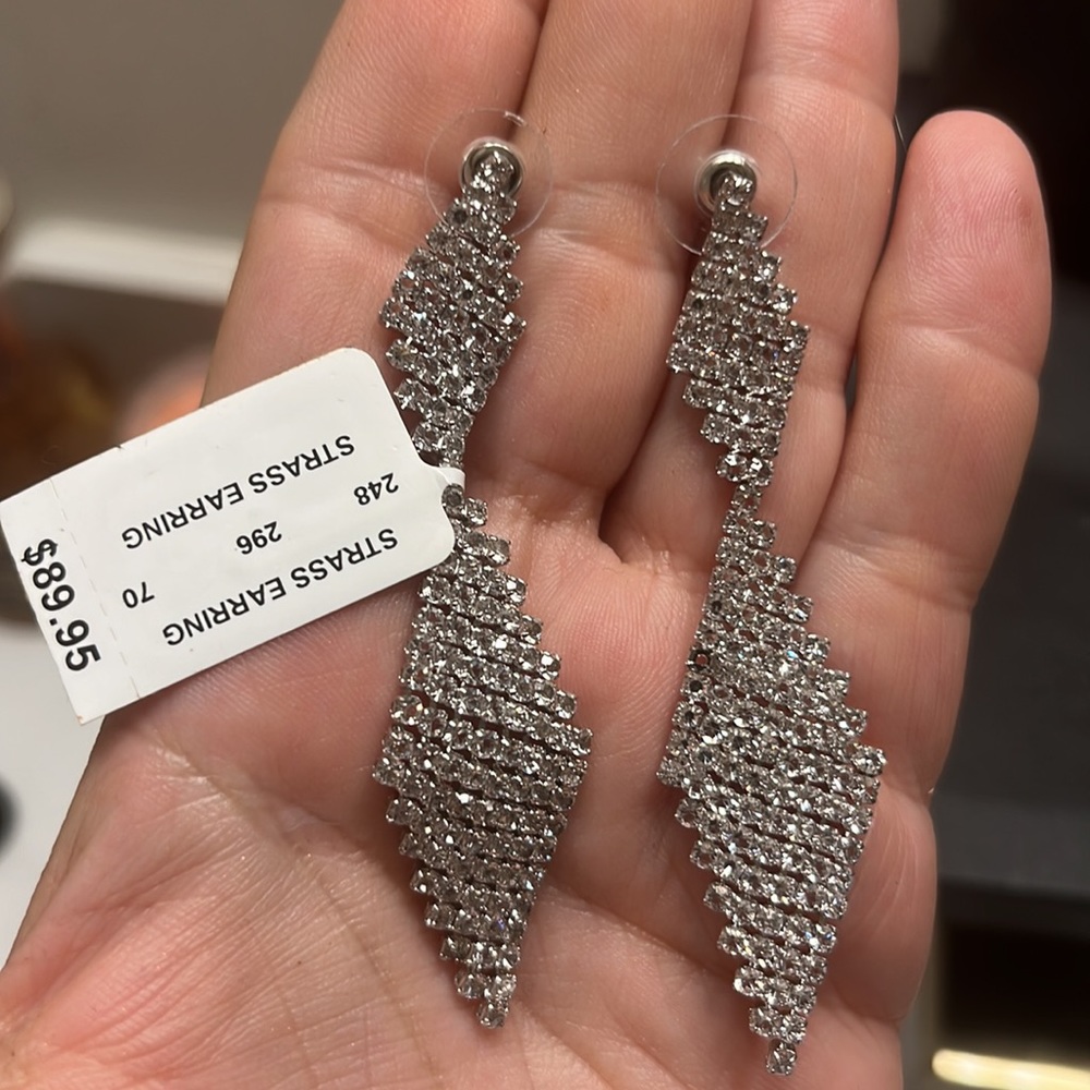 SHASHI Strass Diamond Shape Bling Wedding Earrings NEW